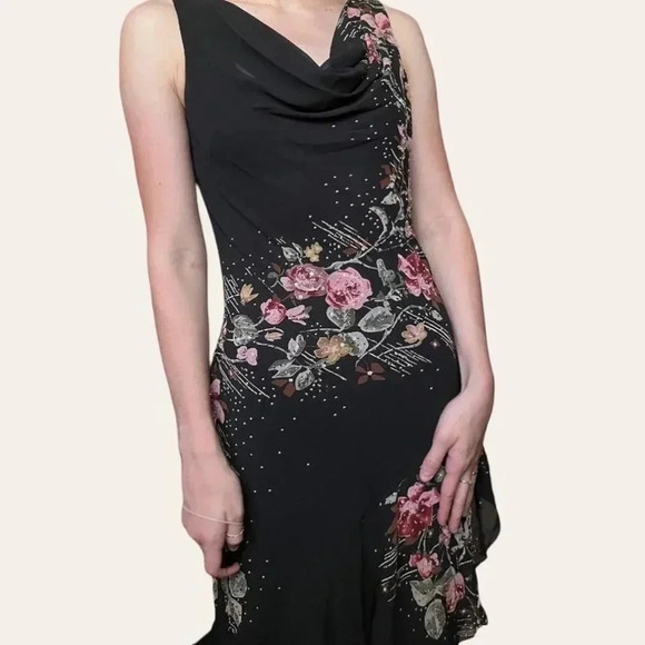 Alex Evenings 90s vintage beaded chiffon cowl neck maxi dress whimsigoth fairy - Picture 2 of 8